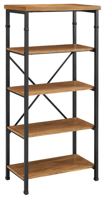 Austin Bookcase  26W X 15D X 54H  Black  Ash Veneer   Industrial   Bookcases   by VirVentures  Houzz