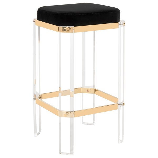 SAFAVIEH Couture Cicely Acrylic Bar Stool- Gold / Black - 12.5 in w x 12.5 in d x 27.25 in h