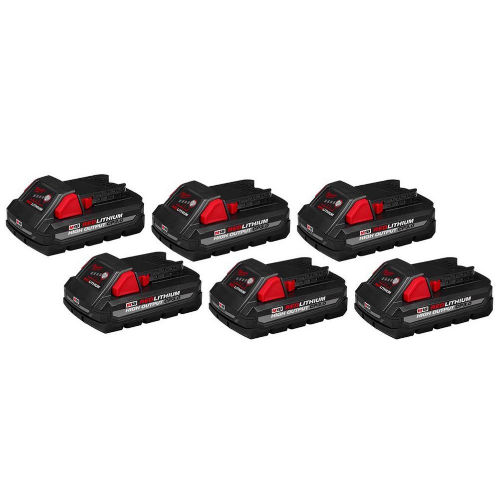 MW M18 18-Volt Lithium-Ion High Output CP 3.0Ah Battery Pack (6-Pack) 48-11-1837-48-11-1837-48-11-1837