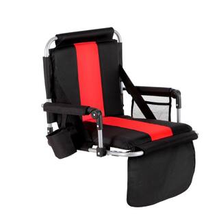 PHI VILLA Portable Stadium Seat Padded Chair with Armrests Black Red THD-E01CC060100605