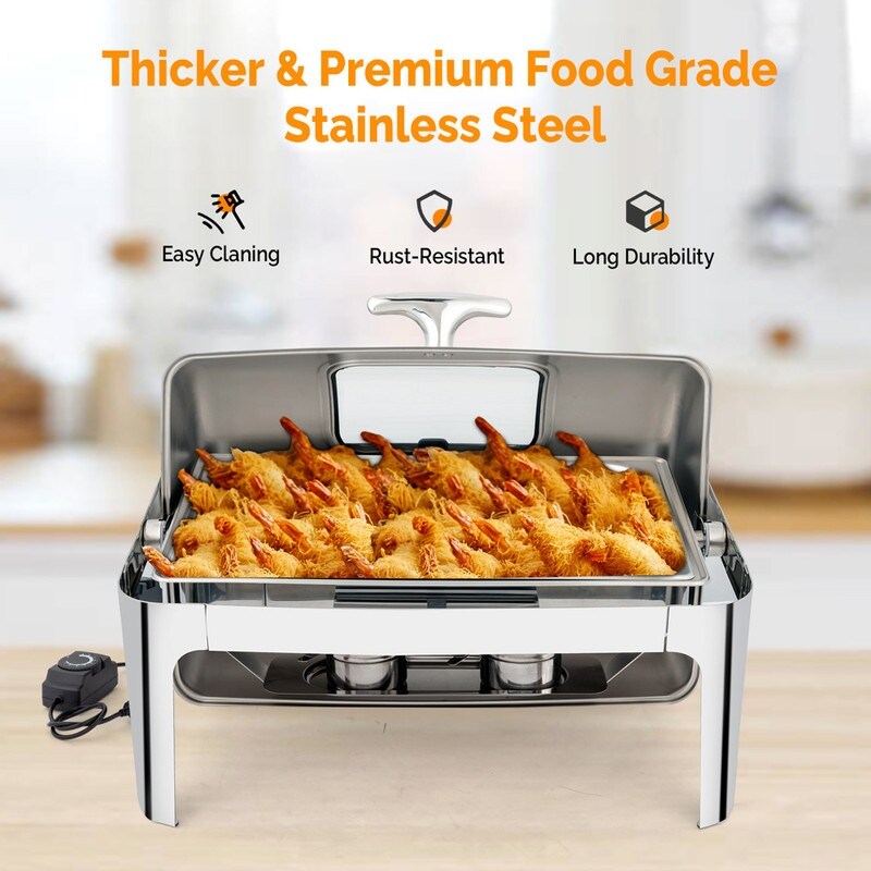 400W 9Qt Stainless Steel Dual Use(Fuel or Electric) Chafing Dish