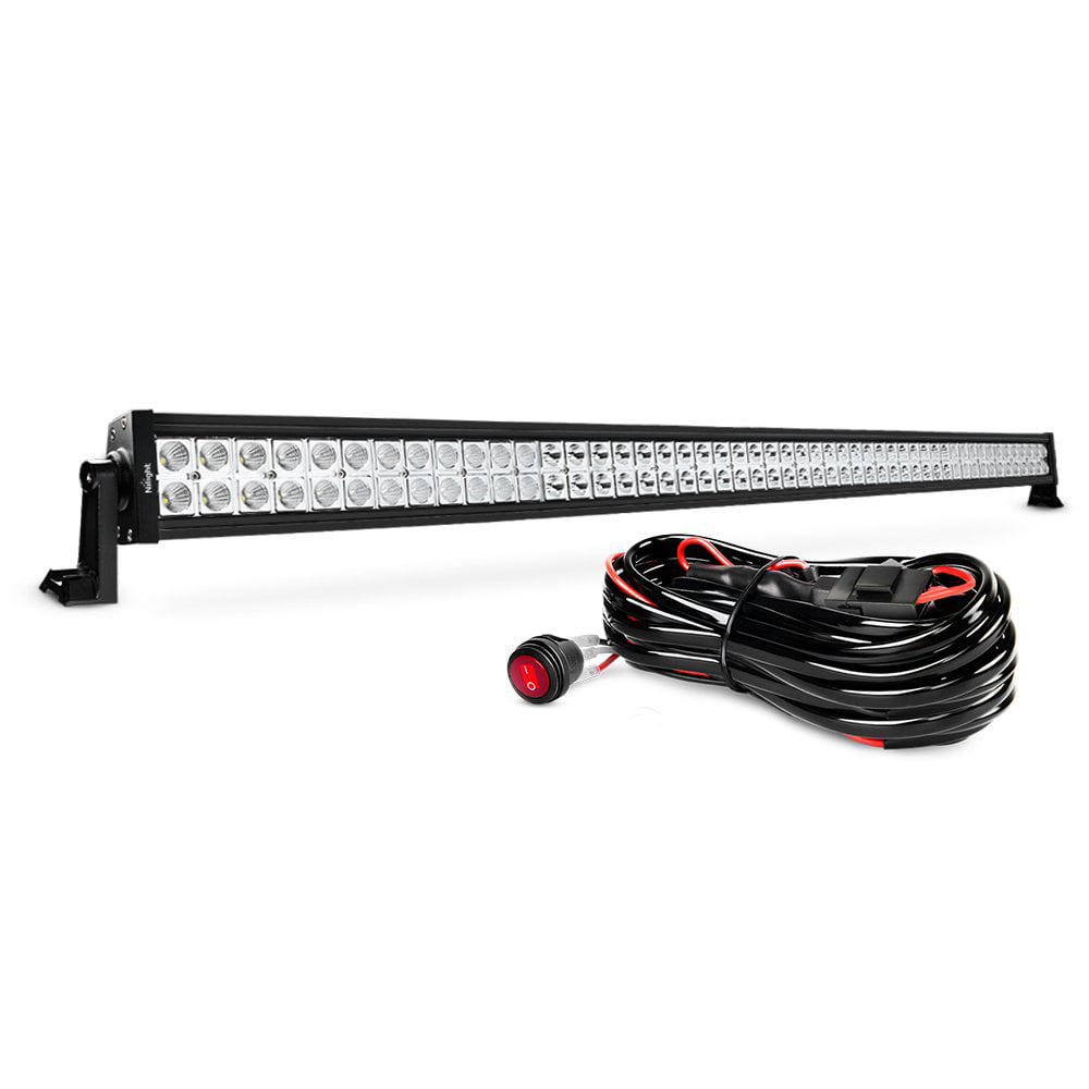 Nilight 52Inch 300W Flood Spot Combo LED Light Bar Work Driving Lamp with 16AWG Wiring Harness Kit - 2 Connector for Truck, Boat, SUV, ATV Lighting