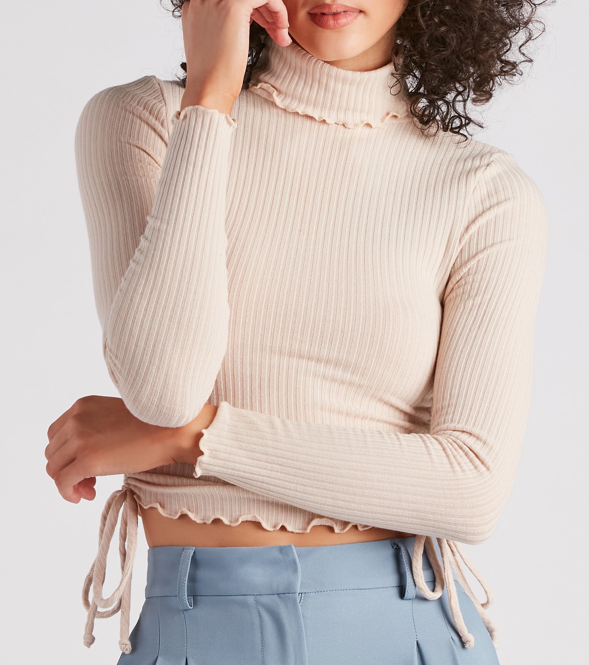 Sweet Day Turtleneck Knit Crop Top