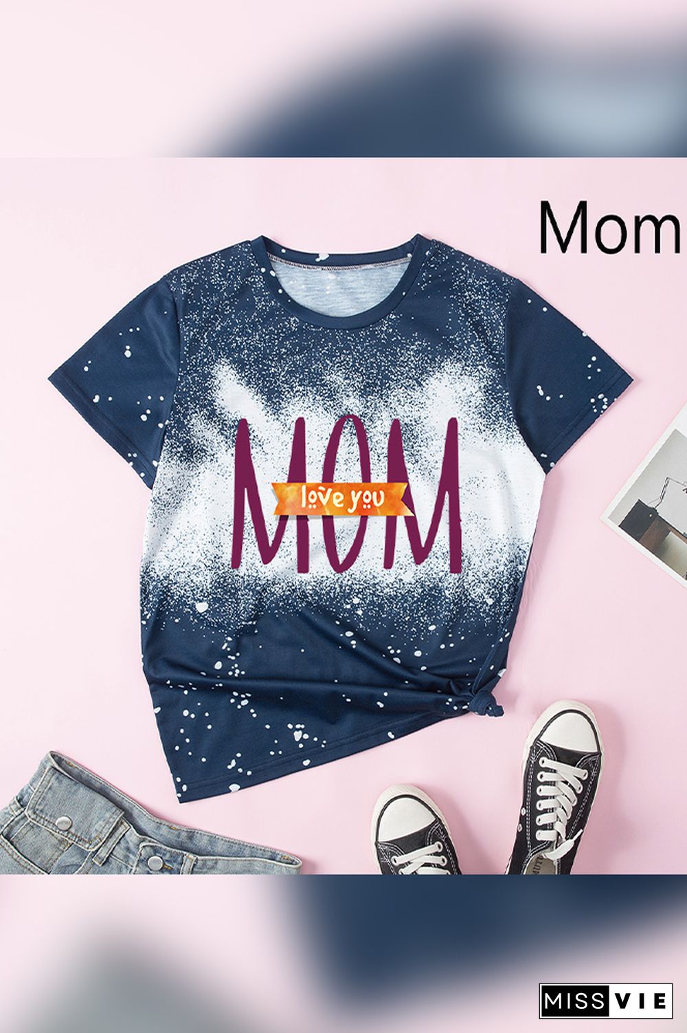 Family Matching Mother's Day MOM Print Short Sleeve Tee Wholesale