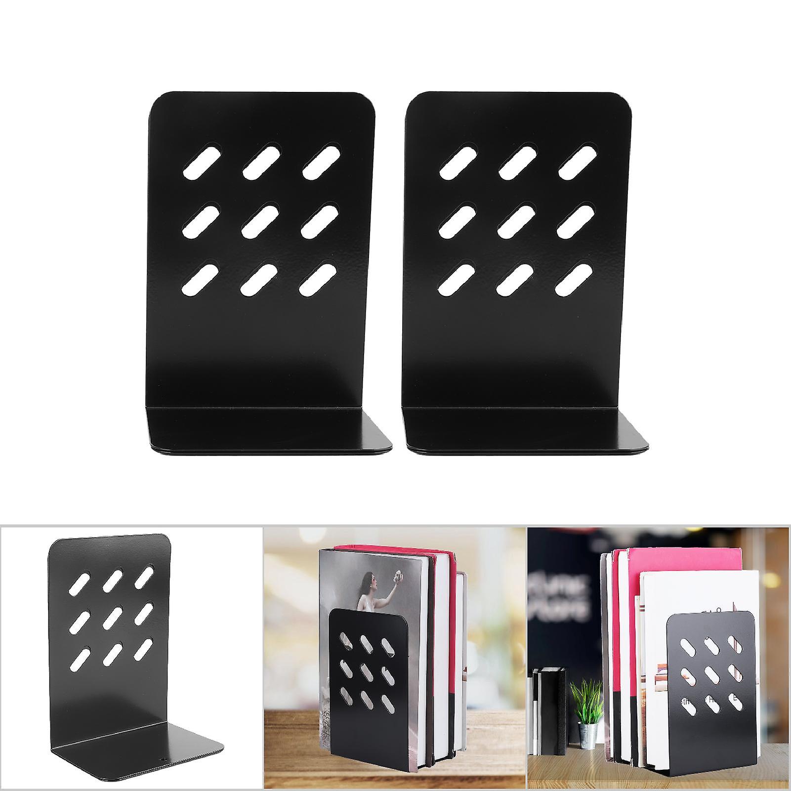 1pair Simple Style Black Book Stand Metal Bookends For School Home Table Decor(9 Lattice)