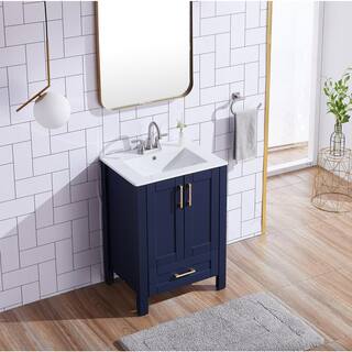 VC CUCINE 24 in. W x 17.7 in. D x 31.8 in. H Small Bathroom Vanity in Blue with White Ceramic Top US01SL-MZG61E-470-3