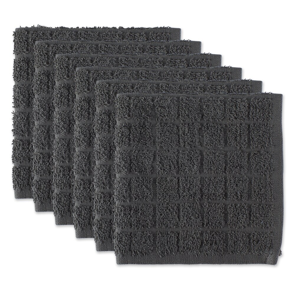 DII Solid Windowpane Terry Dishcloth Set of 6