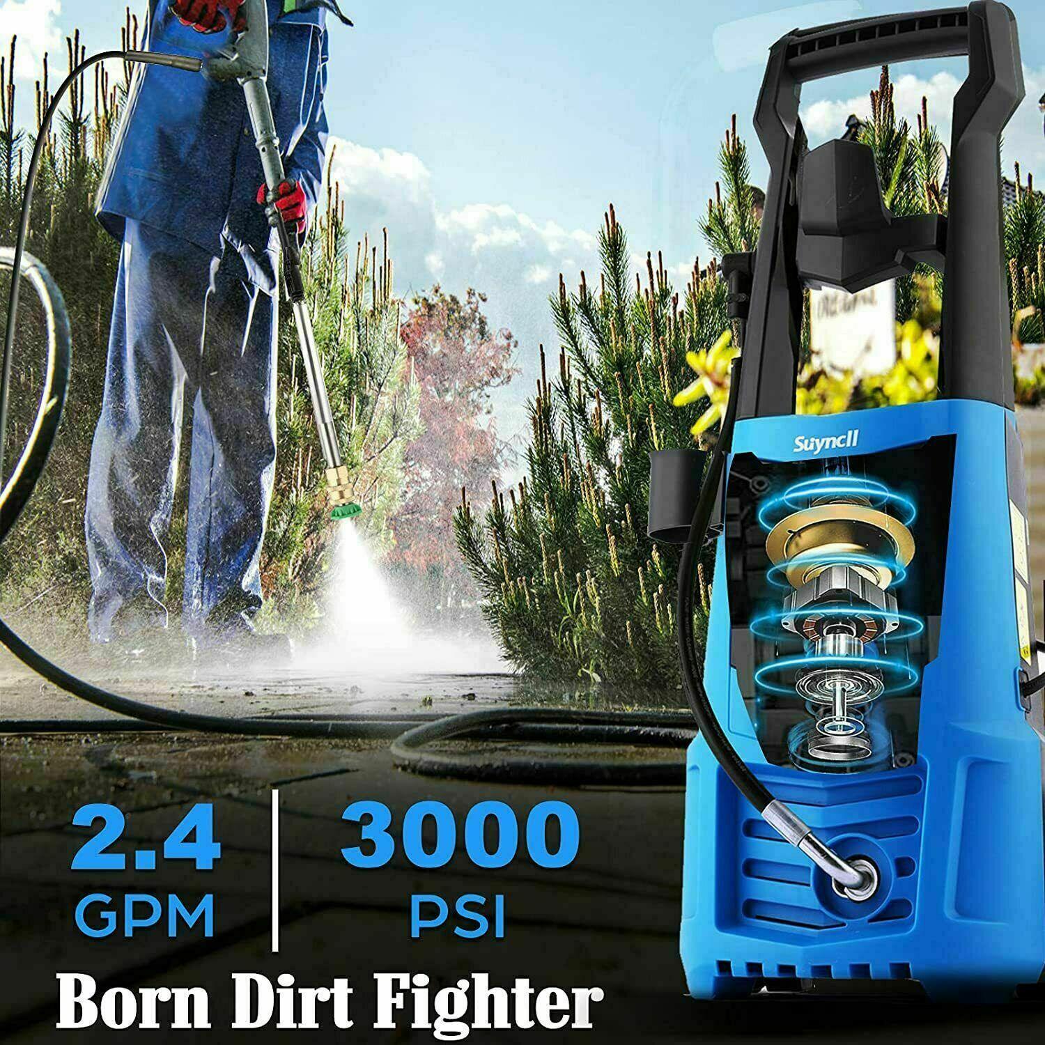 Suyncll Electric Pressure Washer 3000PSI, 2.4GPM High Power Washer Cleaner NEW