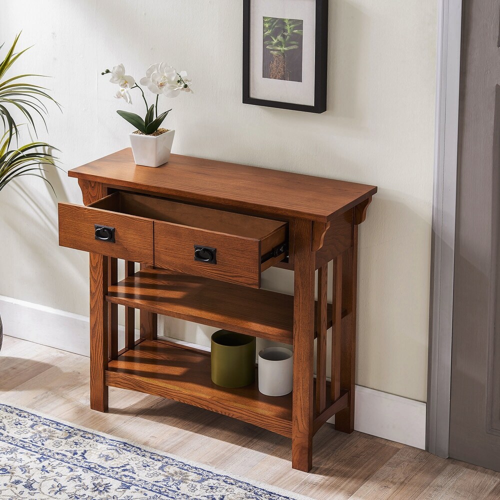 Leick Home Mission Bookcase Console Table with Drawers