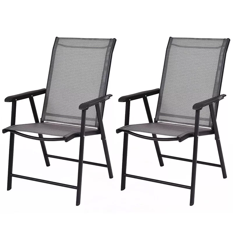 Set of 2 Outdoor Patio Folding Chair with Ergonomic Armrests