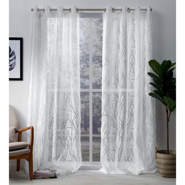 Edinburgh Branch Grommet Top Sheer Window Curtain Panels Exclusive Home