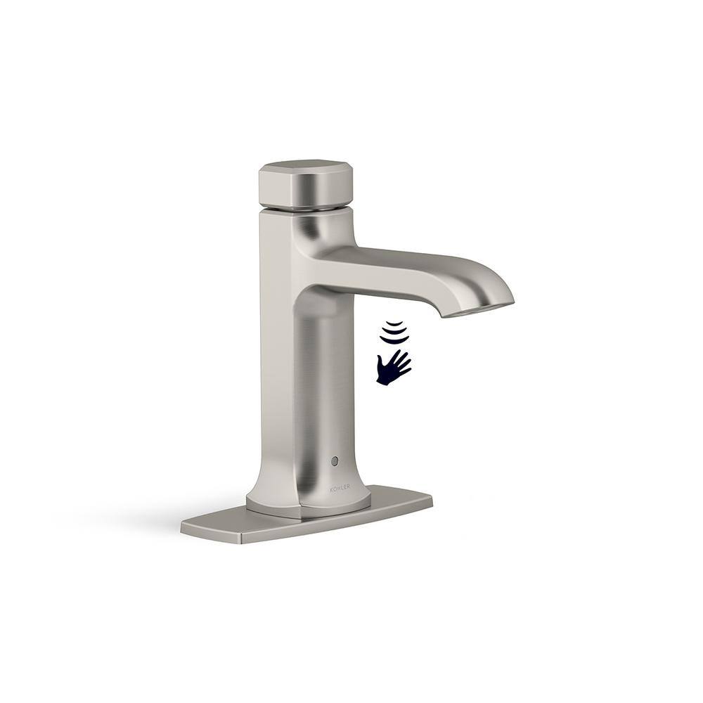 KOHLER Rubicon Battery Powered Touchless Single Hole Bathroom Faucet in Vibrant Brushed Nickel K-R32928-4D-BN