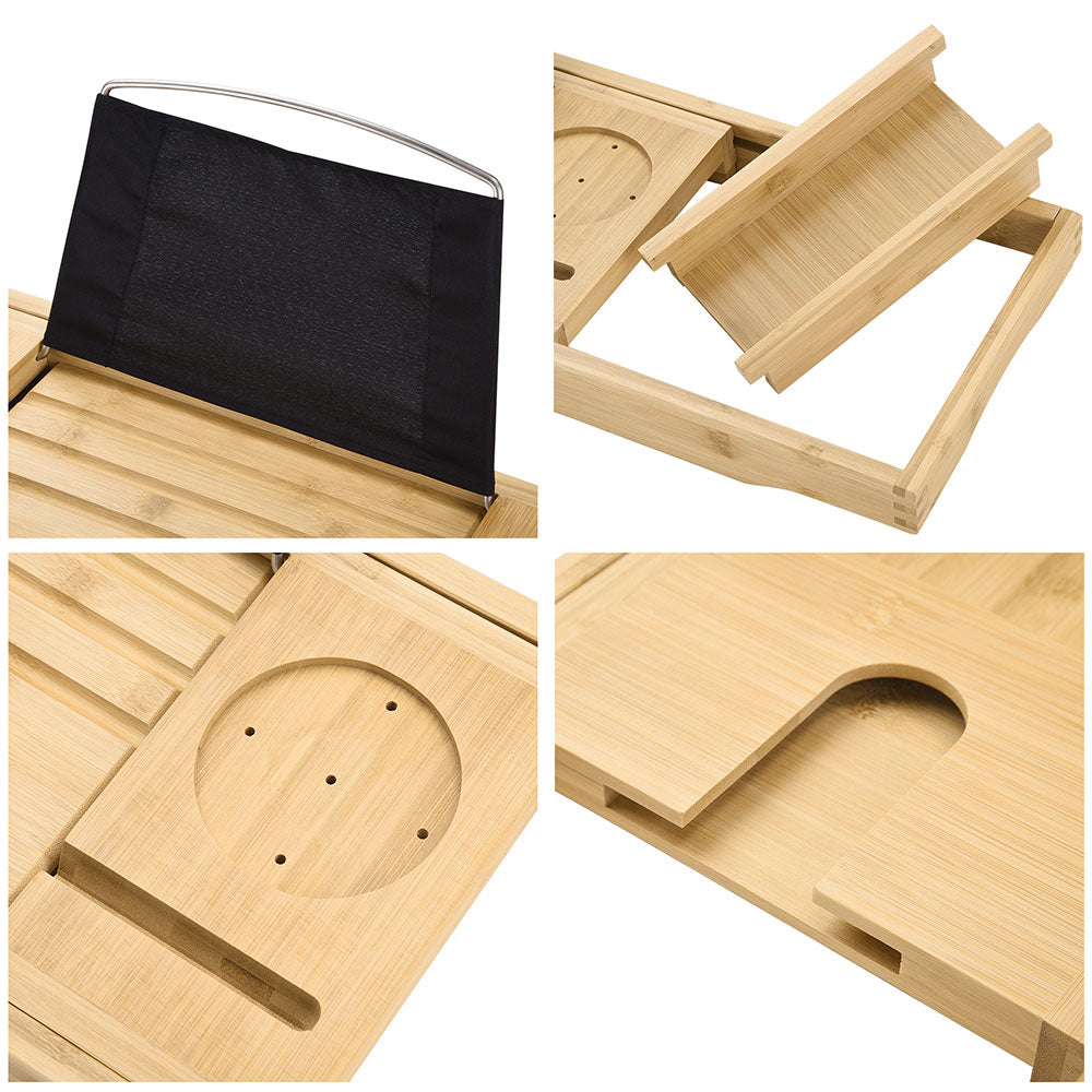 Yescom Bamboo Bathtub Caddy Tray with Extending Sides