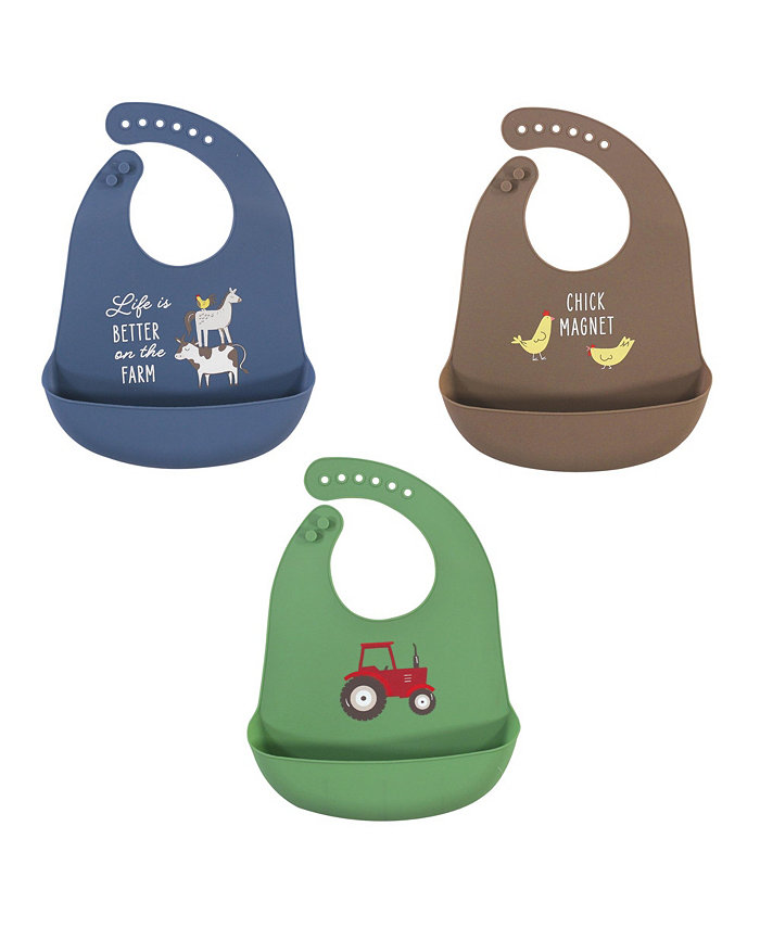 Hudson Baby Infant Boy Silicone Bibs， Tractor， One Size