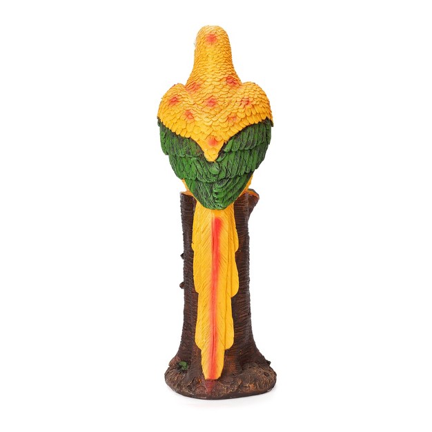 Techko Maid Parrot Yellow Solar Outdoor Garden Statue Decor With Spotlight