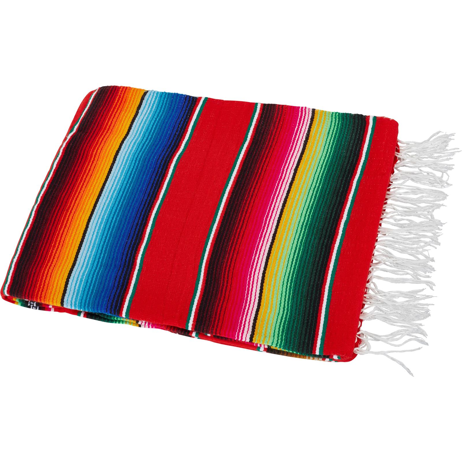 Red Serape Mexican Blanket for Custom Seat Cover， 84 x 64 Inch