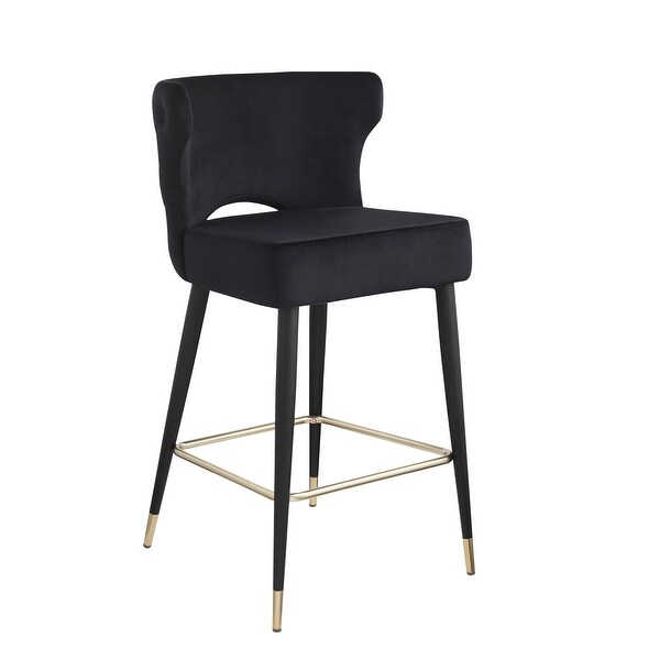 Set of 2 Contemporary Velvet Upholstered Stool with Metal Legs