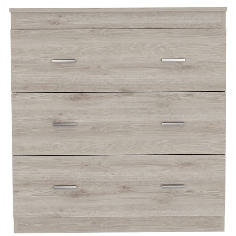 Classic Three Drawer Dresser with Handles Black/Light Gray/White