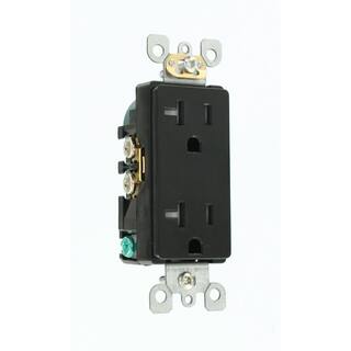 Leviton Decora 20 Amp Residential Grade Tamper Resistant Self Grounding Duplex Outlet Black T5825-E