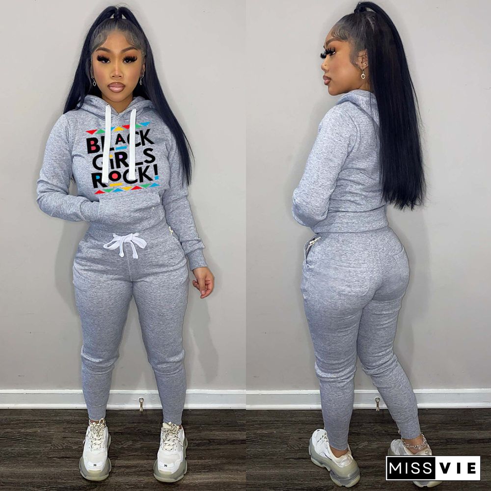 Winter Warm Fleece Hoodie Sweatpants Two Piece Sets