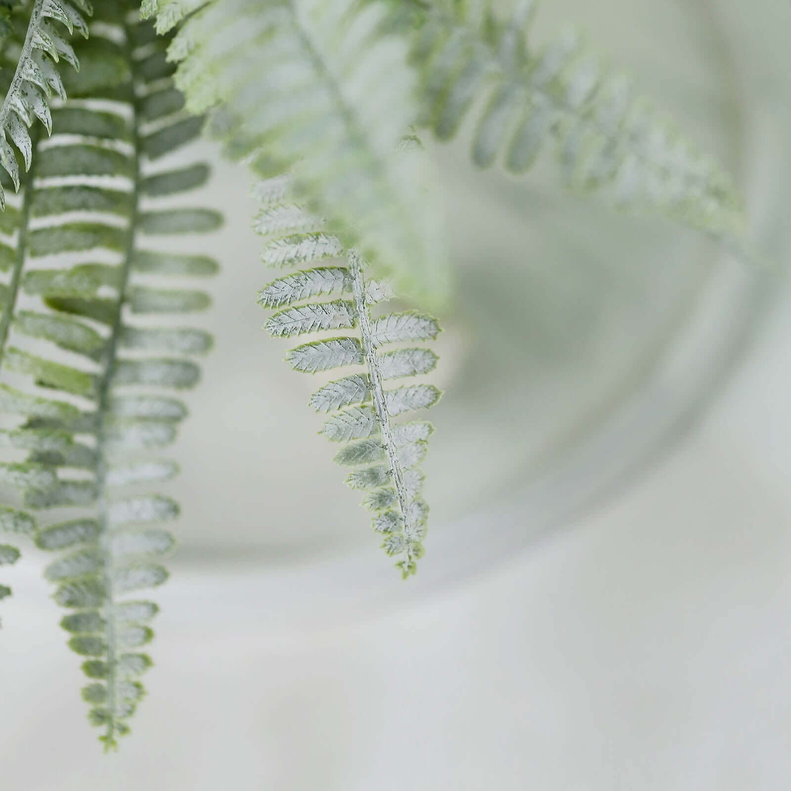 2 Stems Frosted Green Artificial Boston Fern Leaf Plant Indoor Spray