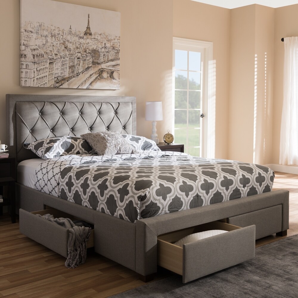 Contemporary Fabric Upholstered Storage Bed by Baxton Studio