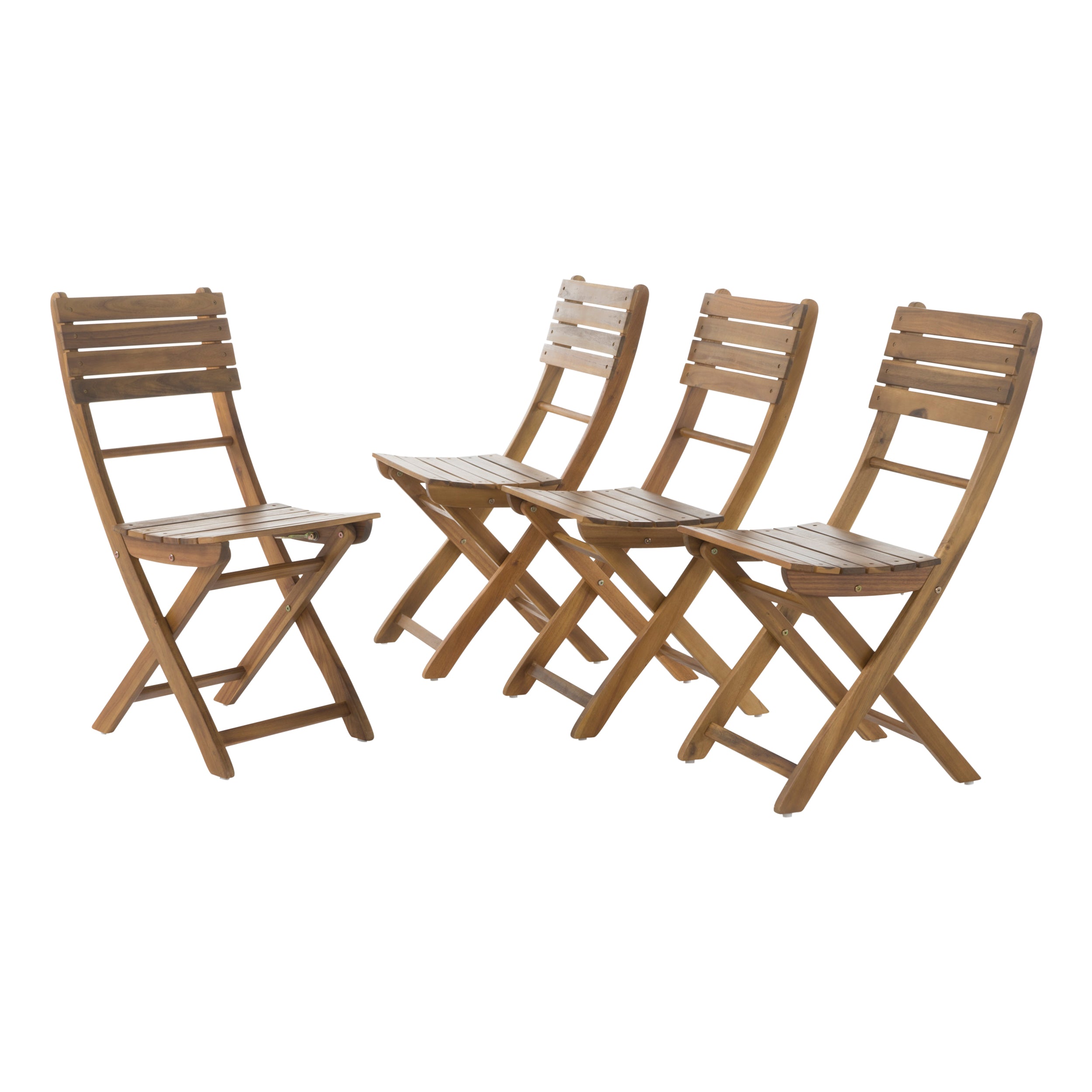 Vicaro Outdoor Natural Finish Acacia Wood Foldable Dining Chairs (Set of 4)