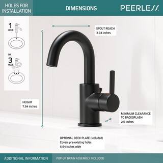 Peerless Precept Single Hole Single-Handle Bathroom Faucet in Matte Black P191102LF-BL