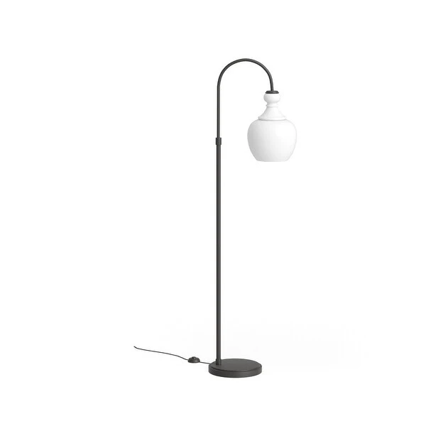 Verona Arc Floor Lamp with White Milk Glass Shade