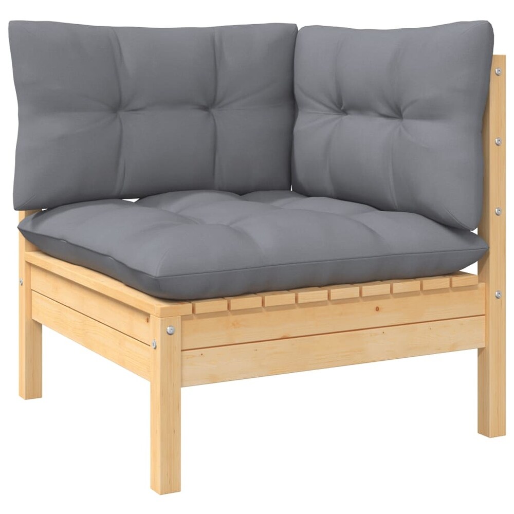 vidaXL Solid Pinewood Patio Lounge Set 8 Piece with Cushions Multi Colors