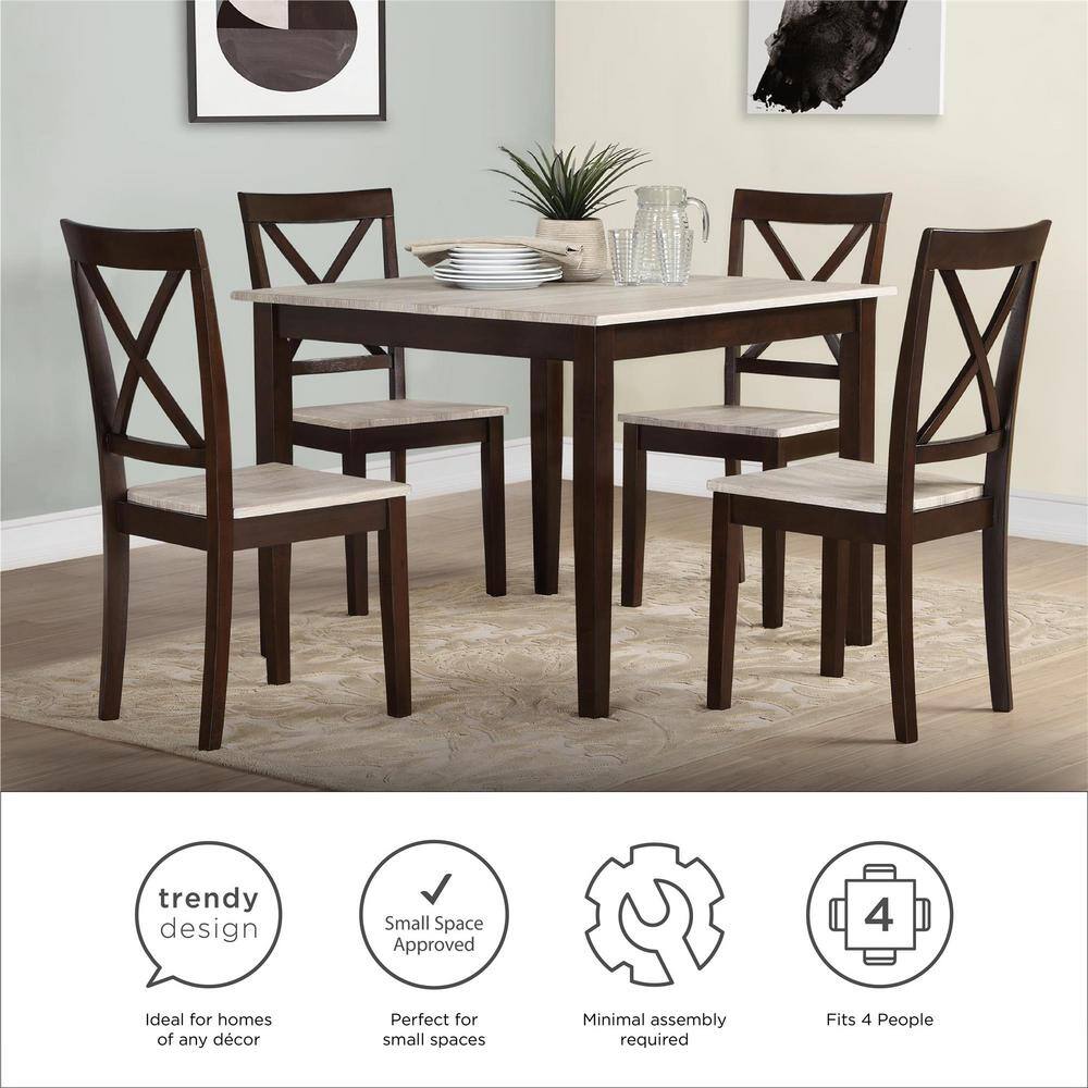 Dorel Living Sunnybrook Rustic 5-Piece Espresso Dining Set FA7514