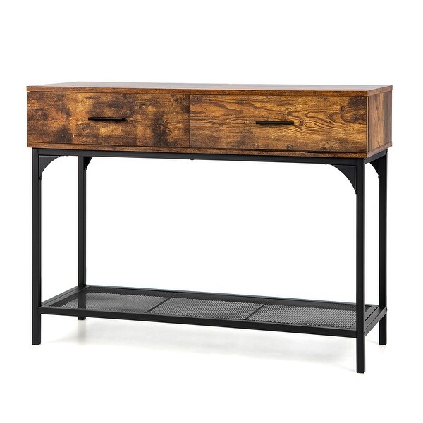 Costway Console CouchTable with 2 Drawers Metal Frame Entryway Table - See Details