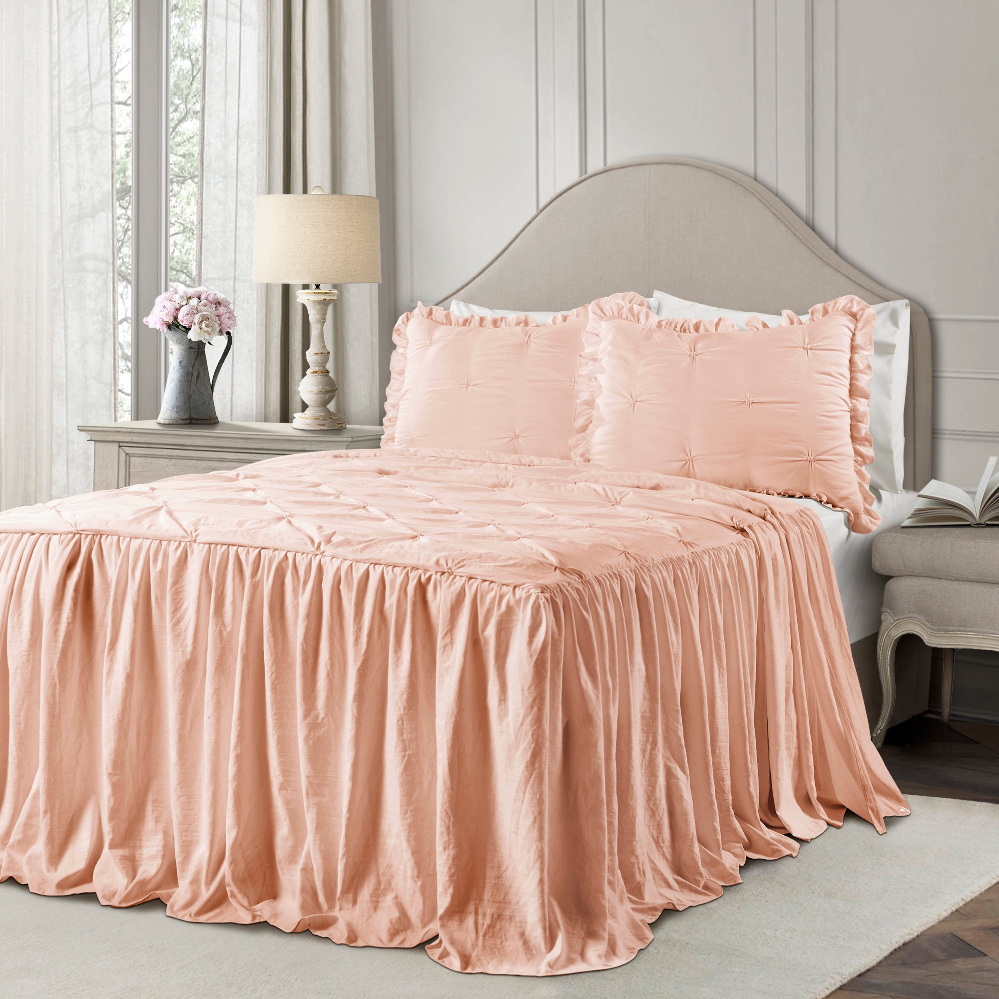 Ravello Pintuck Ruffle Skirt Bedspread Set