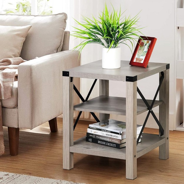 Trinity Modern Farmhouse Metal X Side Table 18 Inch Gray