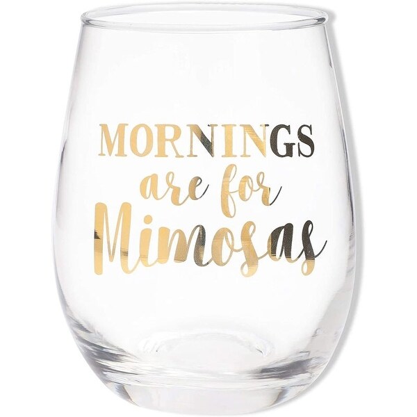 2 Pack Mornings Are for Mimosas Stemless Wine Glass for Red or White Wine， 16 oz - 16 Oz