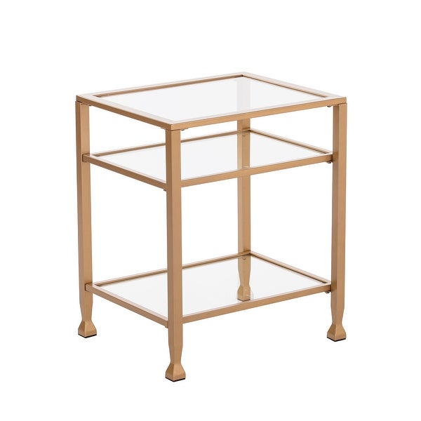 SEI Furniture Price Metal Side Table with Glass Shelf