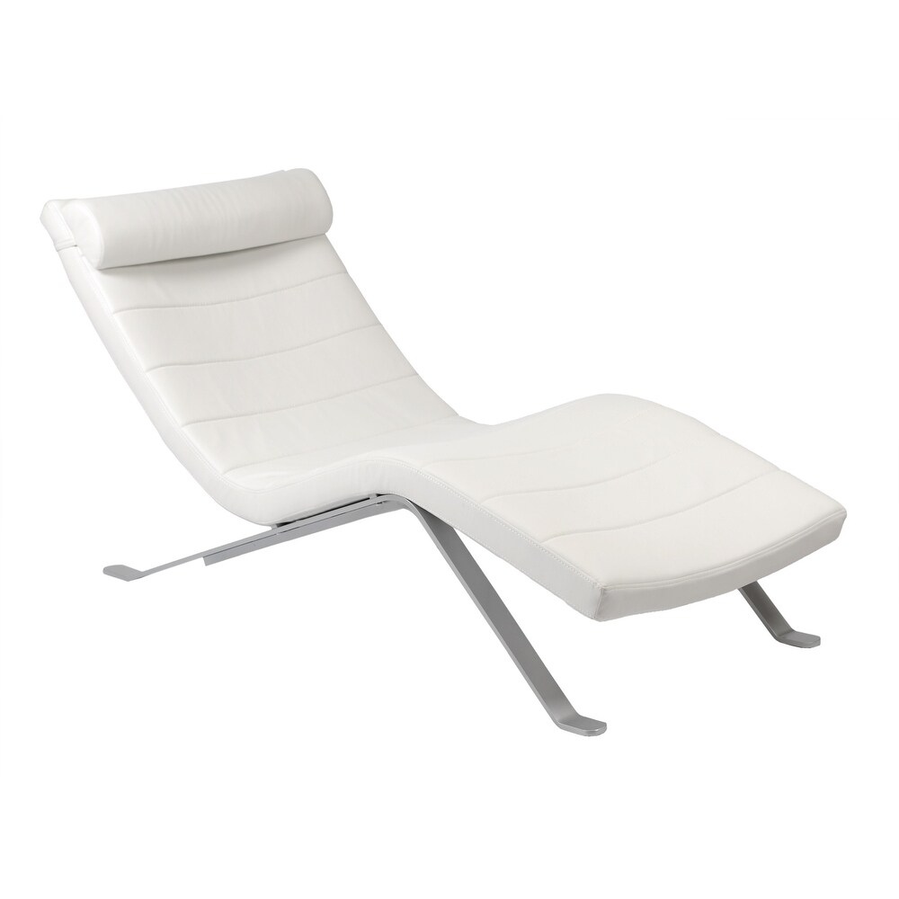 Goldenrod Faux Leather and Chrome Wavy Chaise Lounge Chair   65.95\