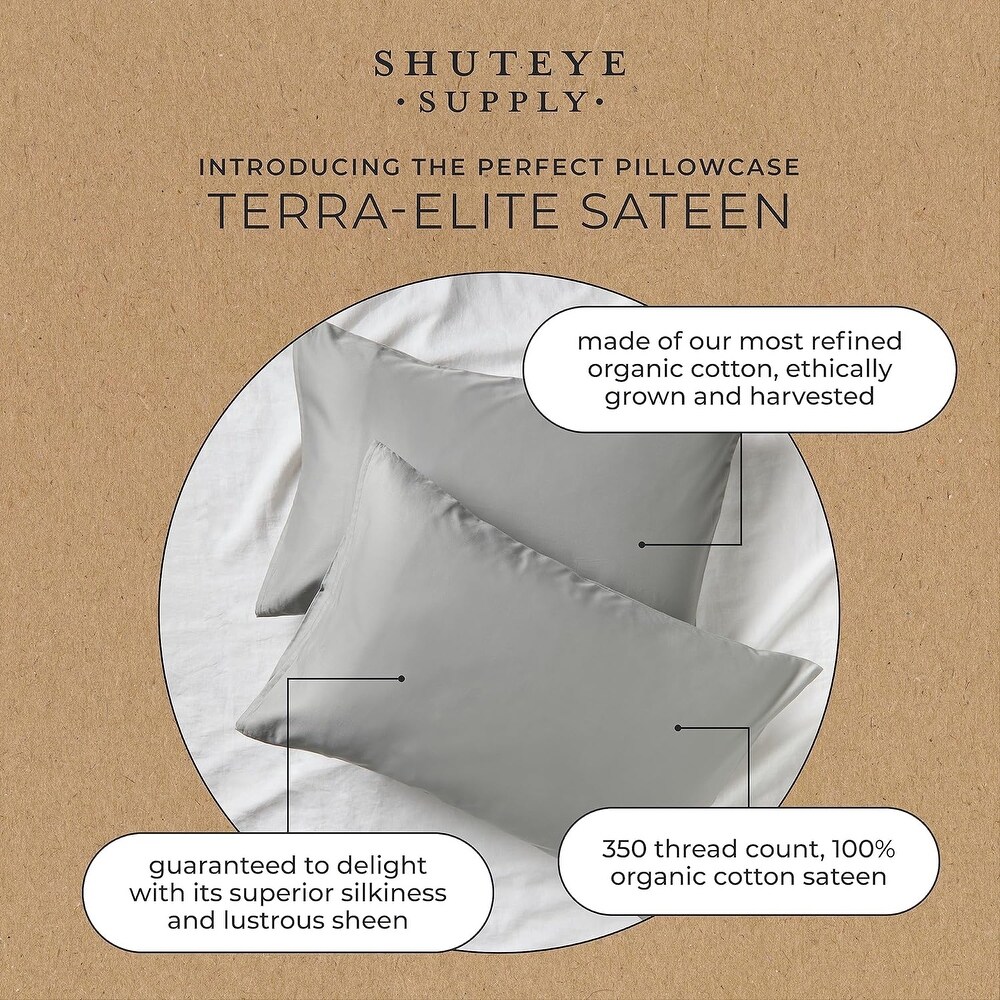 Shuteye Supply Pillow Case Set  Terra Elite Collection  20 x 40 Inch  Shale