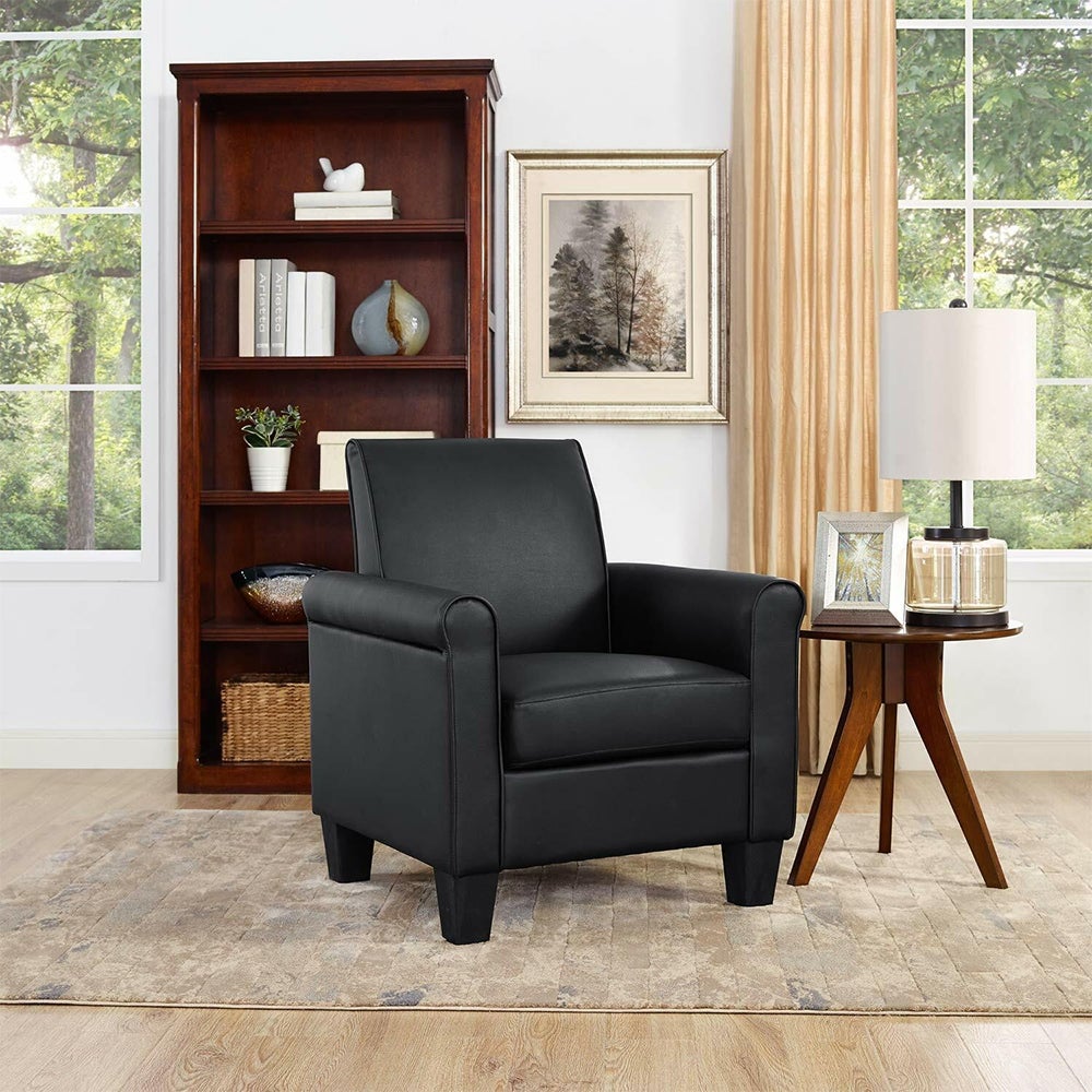 Black PU Leather Accent Arm Chair Single Sofa Black - 35