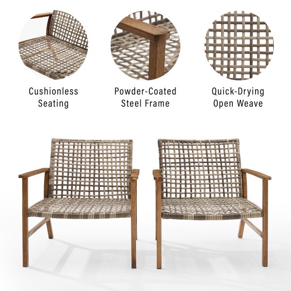 Ridley 2Pc Outdoor Wicker And Metal Armchair Set