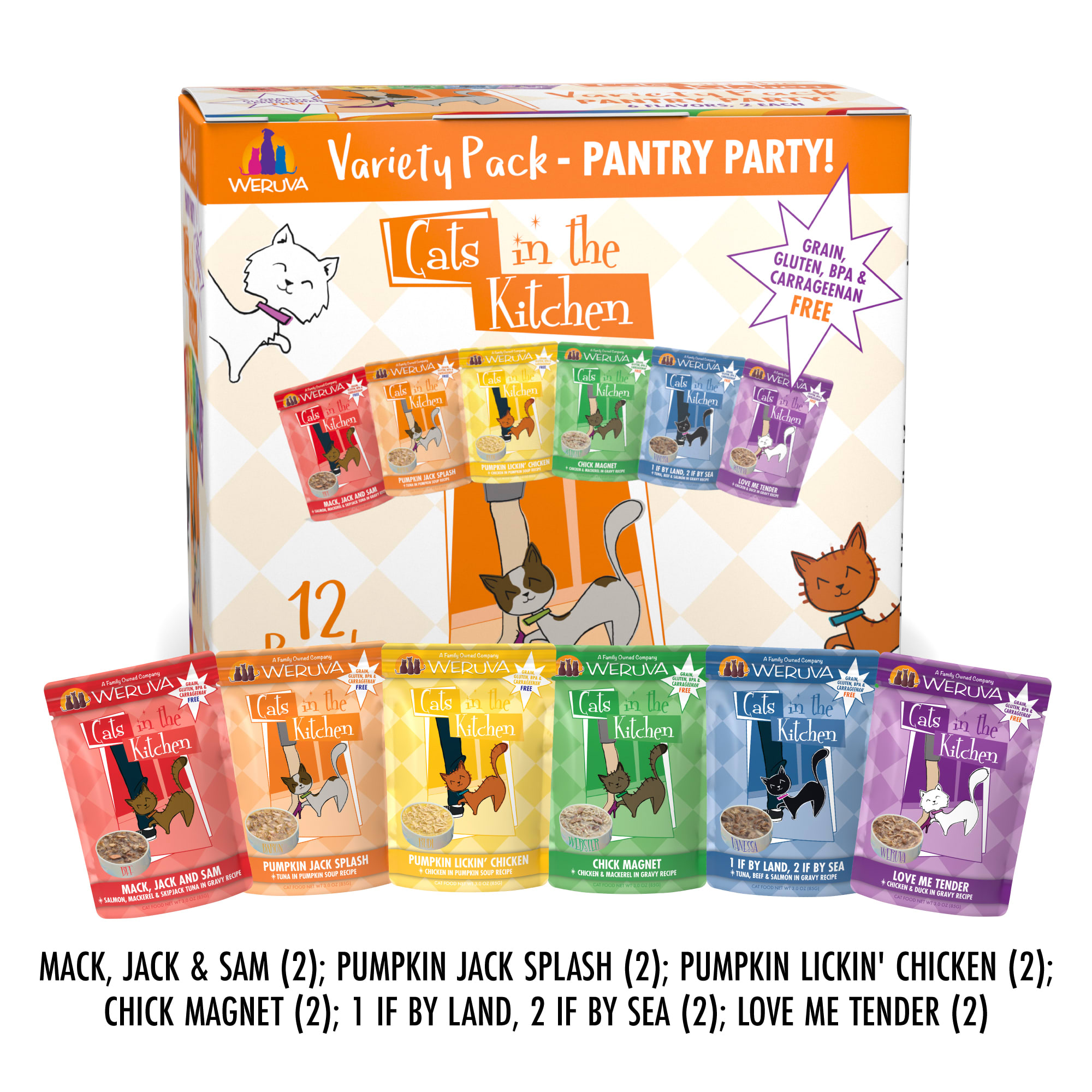 Cats in the Kitchen Originals Pantry Party Variety Pack Wet Cat Food， 3 oz.， Count of 12