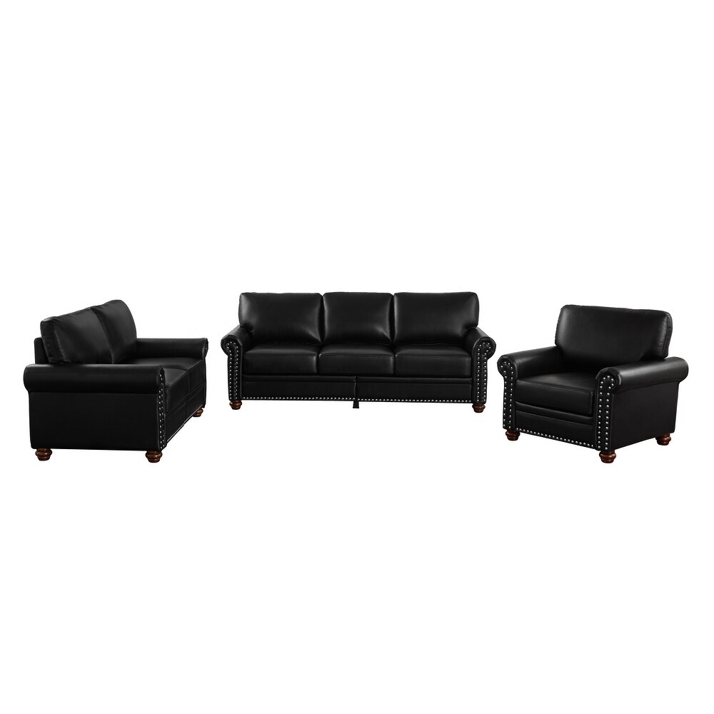 1+2+3 Seater PU Leather Loveseat Sofa Set for Living Room  Burgundy