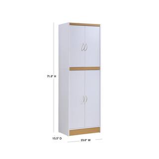 HODEDAH 4-Door White Kitchen Pantry HI224 White