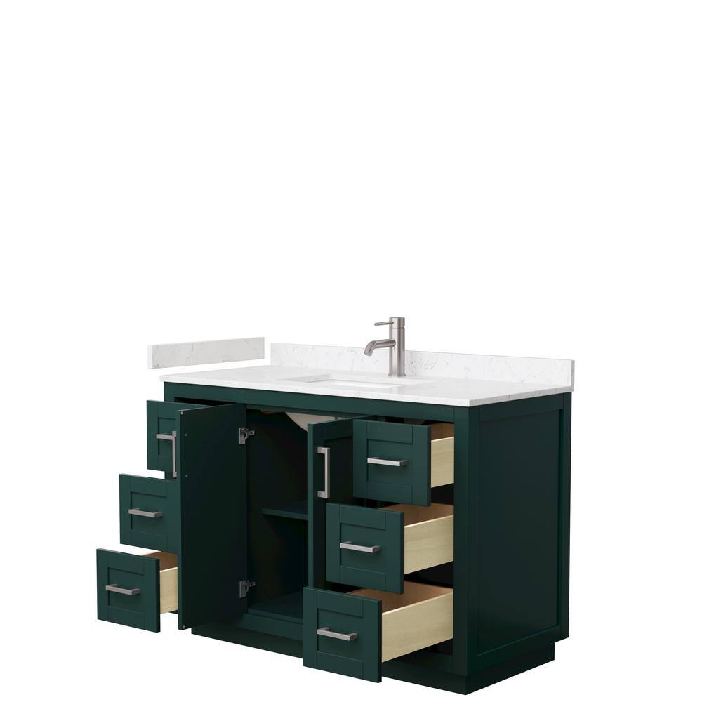 Wyndham Collection Miranda 48 in. W x 22 in. D x 33.75 in. H Single Bath Vanity in Green with Carrara Cultured Marble Top WCF292948SGEC2UNSMXX