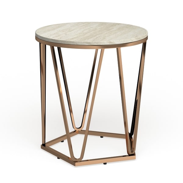 SEI Furniture Henderson Modern Faux Marble Gold Round Side Table