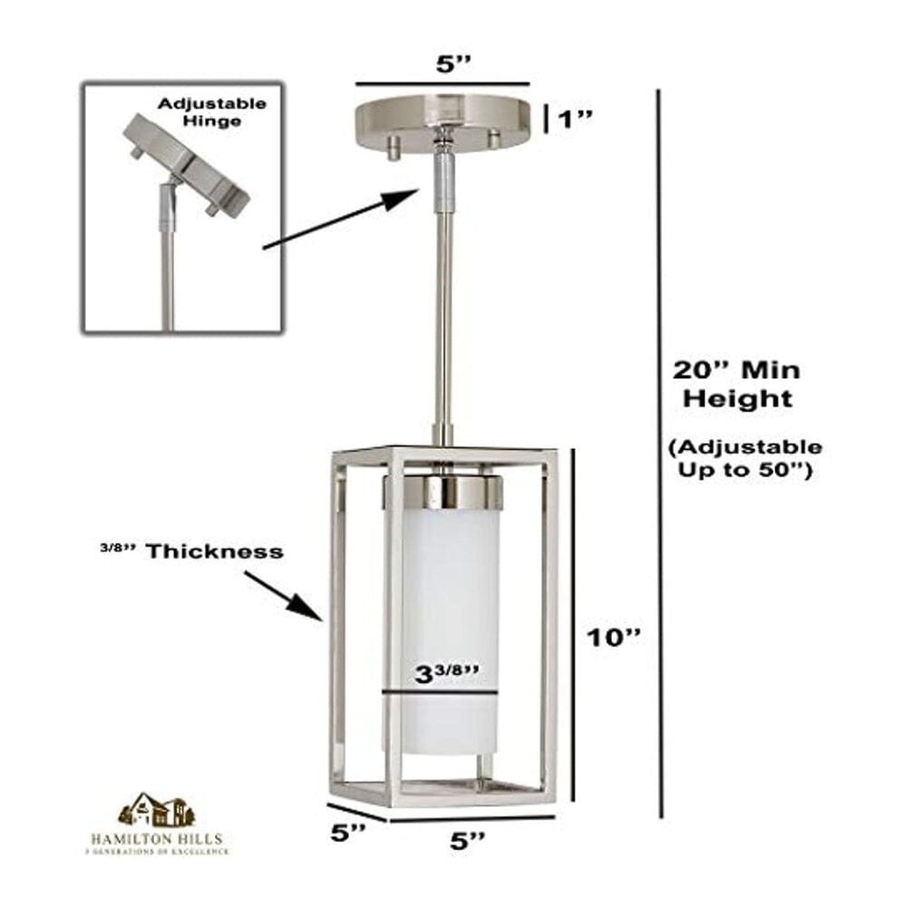 Polished Nickel Box Light Pendant LED Cage Lighting Hanging Fixture