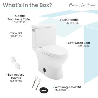 Swiss Madison Cache 2-piece 1.28 GPF Single Flush Elongated Toilet in Glossy White Seat Included SM-2T230