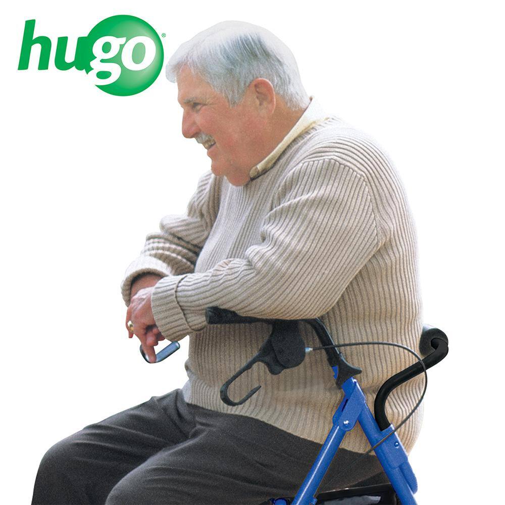 Hugo Mobility Portable Rollator Rolling Walker with Seat Backrest and 8 in. Wheels Blue 700-957