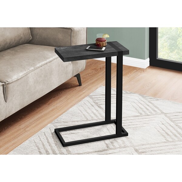 Modern C- Shaped Accent Table Reclaimed Wood-Look / Black Metal - 19.25