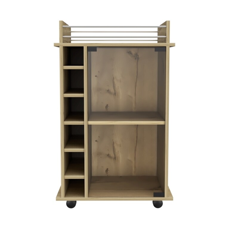 Bar Cart Baltimore With Six Wine Cubbies And Glass Door